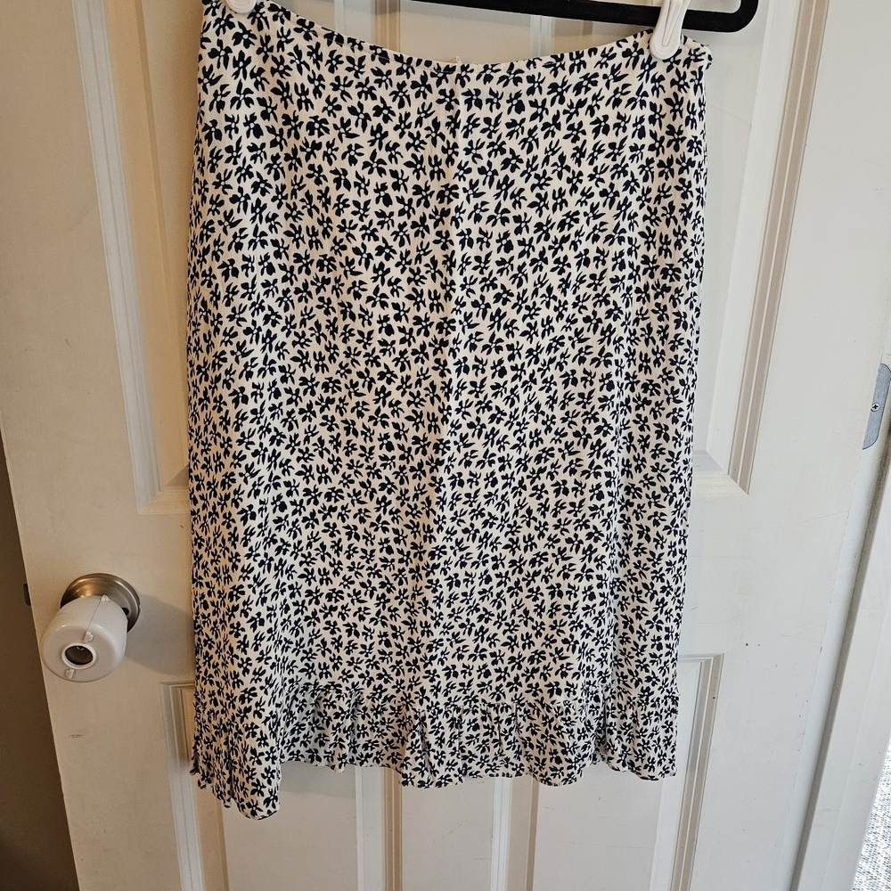 Reformation Blue and White Floral A-Line Skirt